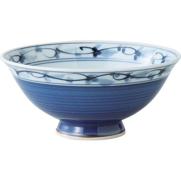 西海陶器 70869 【5個入】 菊地紋 飯碗 青・大