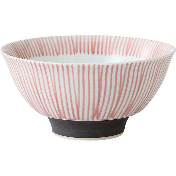 西海陶器 72403 【3個入】 千筋十草 飯碗 赤・小