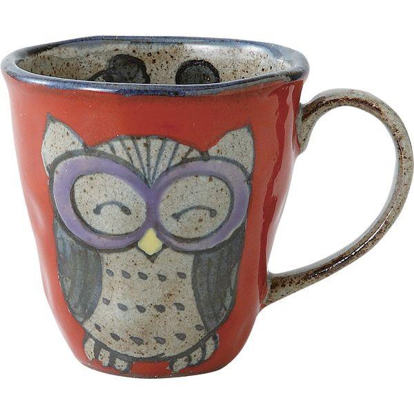 西海陶器 83977 手描ふくろう マグ 赤 波佐見焼 300ml CMLF-1154738 CUP手描ふくろう TEA