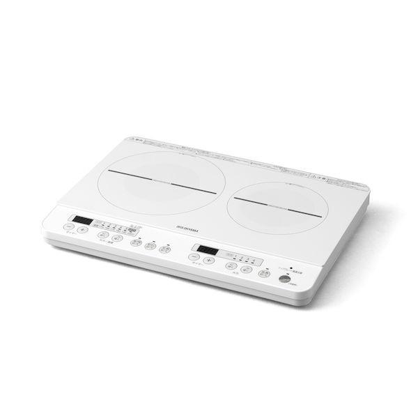 アイリスオーヤマ IRIS IHK-W12-W 2口IHコンロ 1400W IHKW12W ホワイト