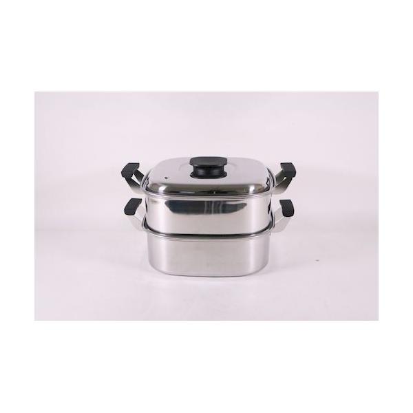 4589511091425 神子島製作所 PE 18－0角蒸器 2段 22cm 220x220 桃印18-0角型蒸器