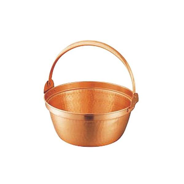 【1個入】4571151420895 丸新銅器 銅山菜鍋 ツル付 27cm 3．8L 山菜鍋27cm 銅製 スズ引き無し ツル付き 銅鍋