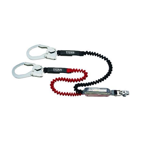 サンコー安全帯 タイタン HLERWBP ＥＸＪ伸縮ストラップ式 タイプ１ランヤード ブラック／レッド ダブル 墜落制止用器具 ブラック レッド