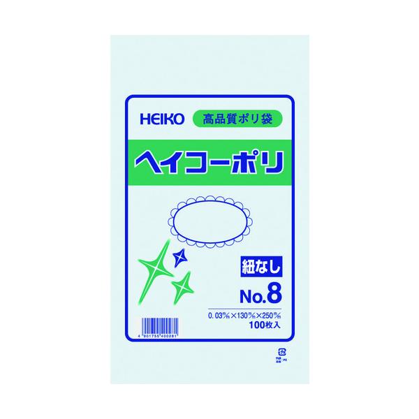 ＨＥＩＫＯ 006610801 ポリ規格袋 ヘイコーポリ ０３ Ｎｏ．８ 紐なし １００枚入り 6610801