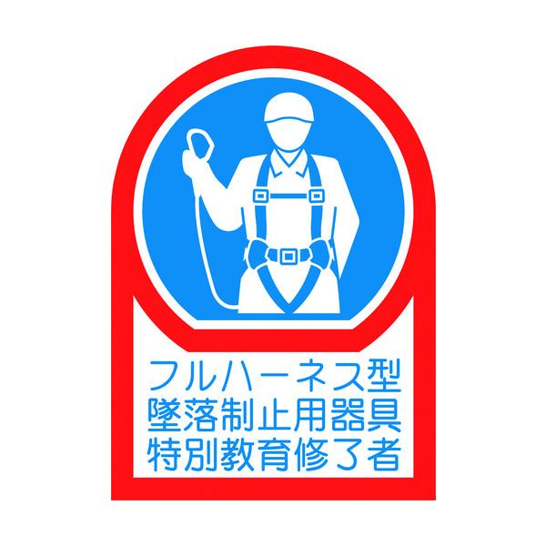 緑十字 233128 ヘルメット用ステッカー フルハーネス型墜落制止用器具特別教育修了者 ＨＬ－１２８ ３５×２５ｍｍ １０枚組 オレフィン