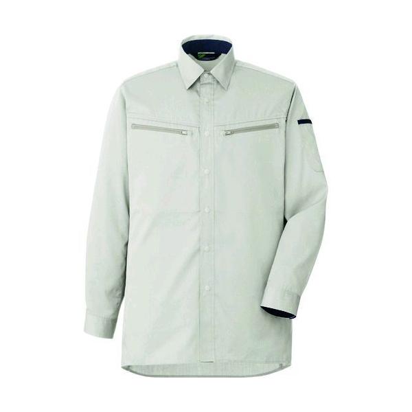 ミドリ安全 VES2591-UE-L 男女共用　ハーネス対応　長袖シャツ　ＶＥＳ２５９１　上　シルバーグレー　Ｌ VES2591UEL