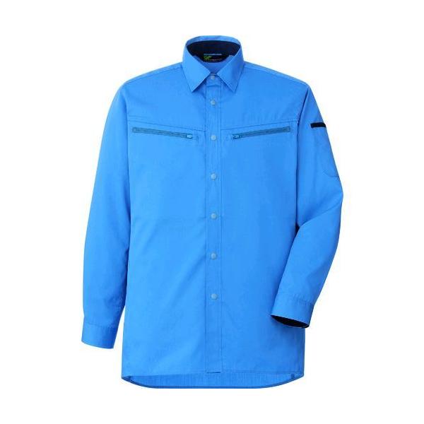 ミドリ安全 VES2593-UE-LL 男女共用　ハーネス対応　長袖シャツ　ＶＥＳ２５９３　上　ブルー　ＬＬ VES2593UELL