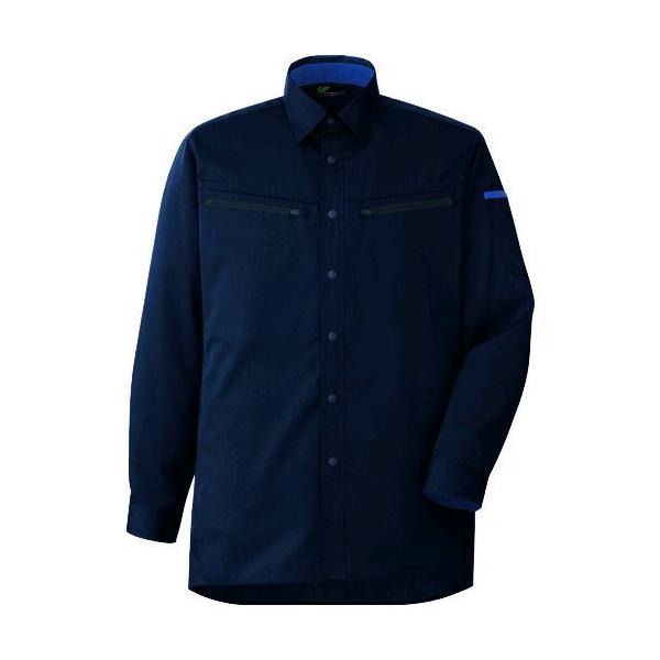 ミドリ安全 VES2597-UE-3L 男女共用　ハーネス対応　長袖シャツ　ＶＥＳ２５９７　上　ネイビー　３Ｌ VES2597UE3L