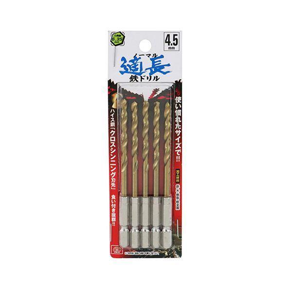 4977292318457 SK11 六角軸Tin鉄ドリル 普通 4．5mm 5pcs