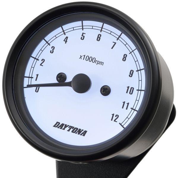 デイトナ DAYTONA 15631 デイトナ バイク用 機械式タコメーター φ60 ホワイトLED照明 12，000rpm ブラックボディ ホワイト