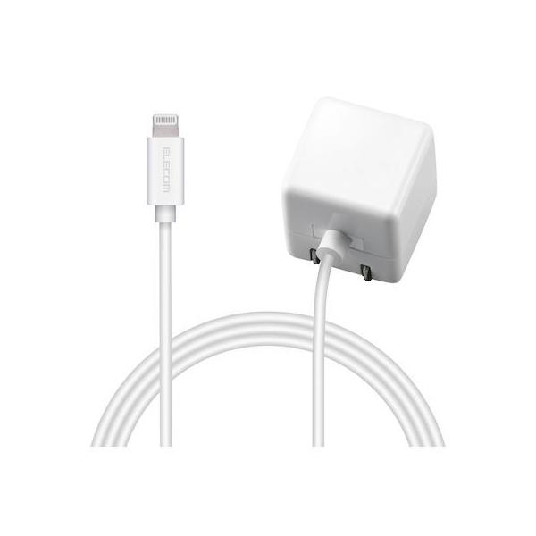 エレコム ELECOM MPA-ACL02WH iPhone充電器 iPad充電器 Lightning AC ケーブル一体 ホワイト コンパクト 小型