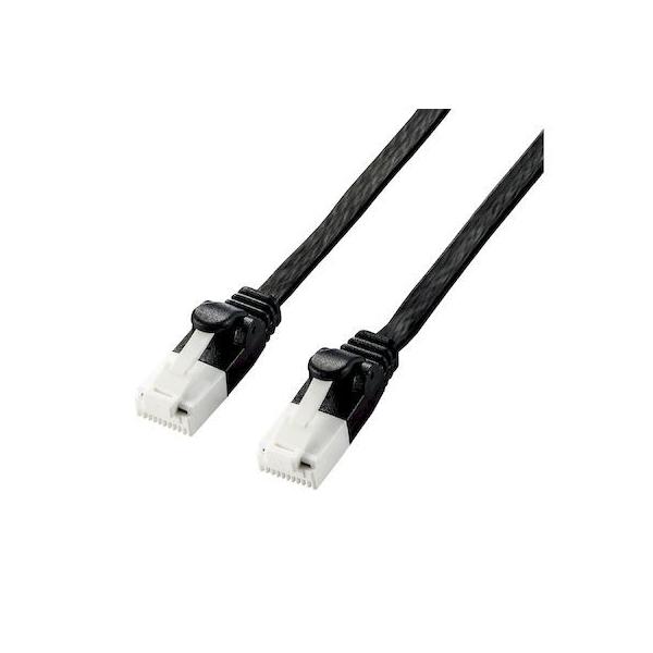 エレコム ELECOM LD-GFAT/BK70 LANケーブル Cat6A ツメが折れない フラット 7m ブラック RJ45コネクタ 10Gbps