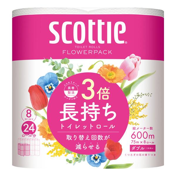 【同梱不可】【お一人さま1点限り】日本製紙クレシア 4901750227470 スコッティフラワーパック3倍長持ち8RW×6入