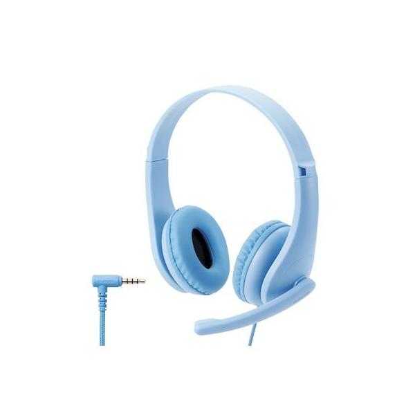 エレコム ELECOM HS-KD01TLBU ヘッドセット 子供用 両耳 マイクアーム付 4極 アジャスター付 タブレット ノートPC キッズ ライ