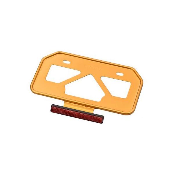 デイトナ DAYTONA 17667 バイク用 ナンバープレートホルダー 125cc以下 山型 原付用 ゴールド 軽量型 リフレクター付き