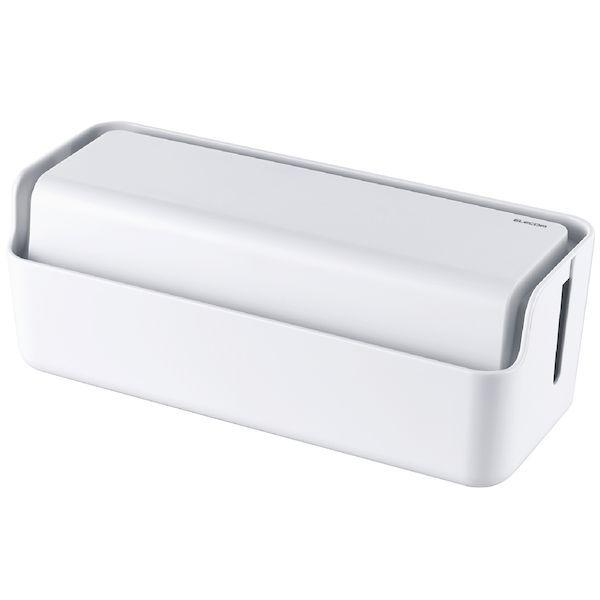 エレコム ELECOM EKC-BOX004WH ケーブルボックス コードボックス スタンド付 大型 延長コード 10個口 コードホール×10 ホワイ