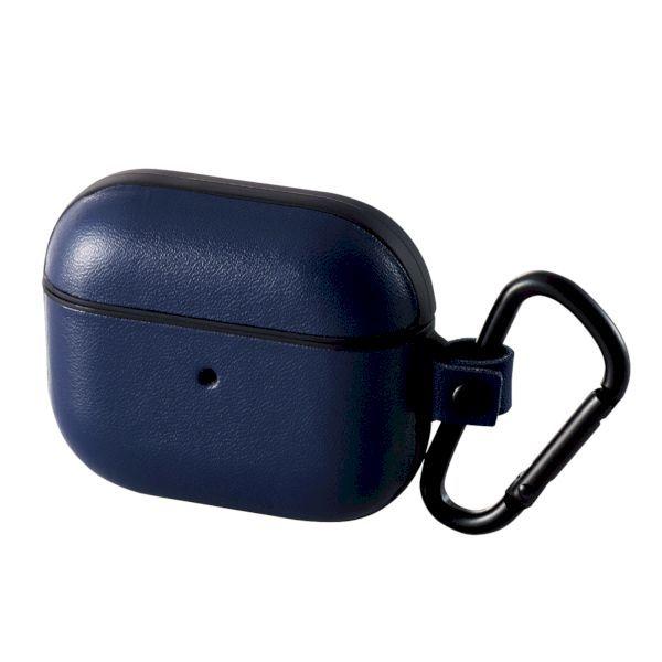 エレコム ELECOM AVA-AP3PLC2NV AirPods 第3世代 ケース ヴィーガンレザー カラビナ付 ワイヤレス充電対応 ネイビー AV