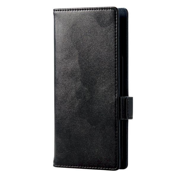 エレコム ELECOM P-05PLFYSBK スマホケース 汎用 マルチケース Lサイズ レザー 手帳型 マグネット開閉 スライド式 スタンド機能