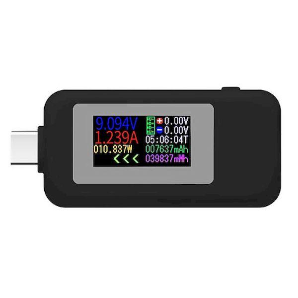 Type-C 電流 電圧チェッカー 30V/5.1A対応 電流双方向対応  液晶画面 カラー表示  コンパクト バッテリーテスター