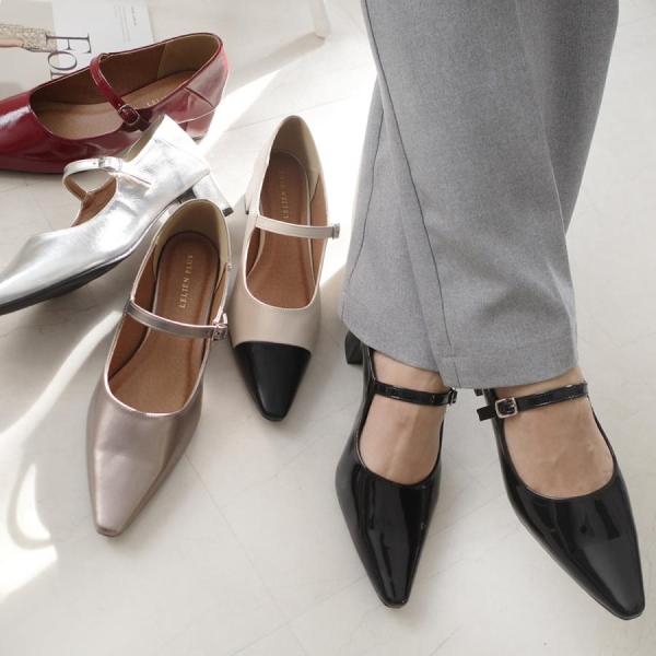 パンプス レディース 痛くない ローヒール 歩きやすい 履きやすい ストラップ 通勤 仕事 柔らかい オフィス 太めヒール 低めヒール 脱げない 黒 amiami エディ