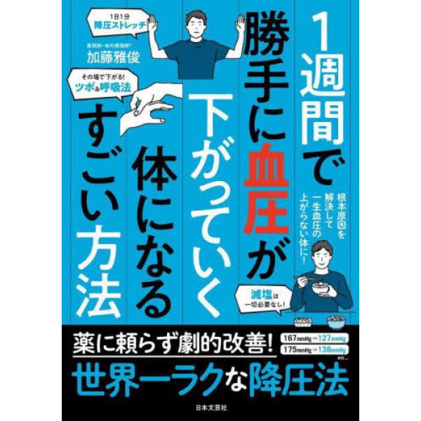 【“たった1週間”で薬も使わず、減塩もせずに血圧が劇的改善！血圧本のベストセラー著者が教える、高血圧に悩むすべての人に向けて開発した最新の超メソッド！】いまや現代病とも言われ、高血圧患者はおよそ4300万人いるとも言われています。血圧は健康...