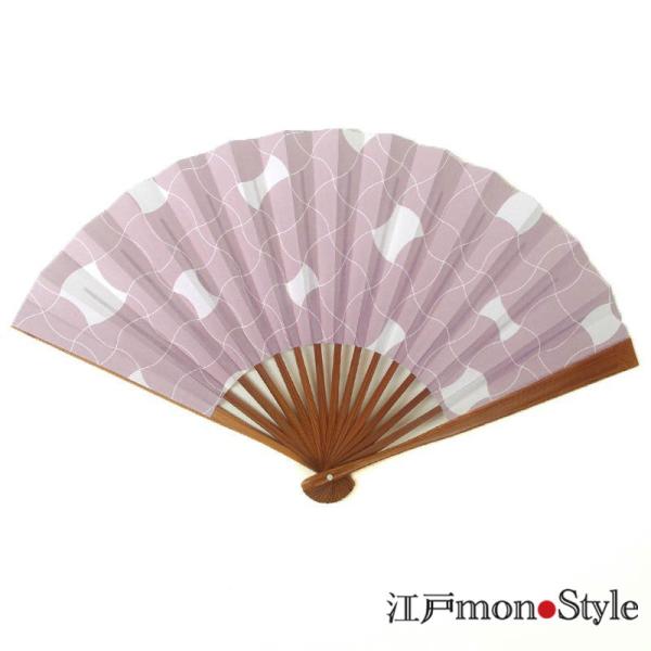 扇子 分銅 薄 紫 女性用 レディース 和紙 おしゃれ 和柄 22.5cm