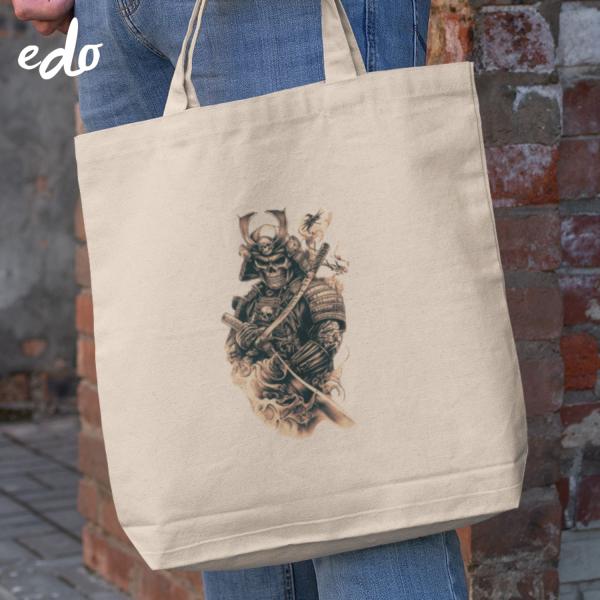 トートバッグ 「甲冑武者」キャンバス 帆布 a4 縦型 : トートバッグ