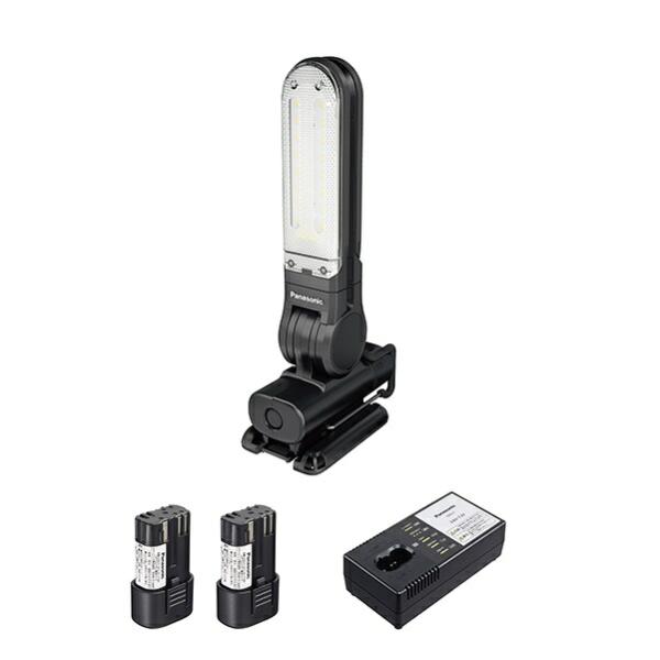 パナソニック EZ3720F07W-B 7.2V工事用LEDマルチライト 7.2V-1.9Ah電池パック:EZ8L1719FB x2個+充電器+マグネットべース付セット 黒 新品  純正品