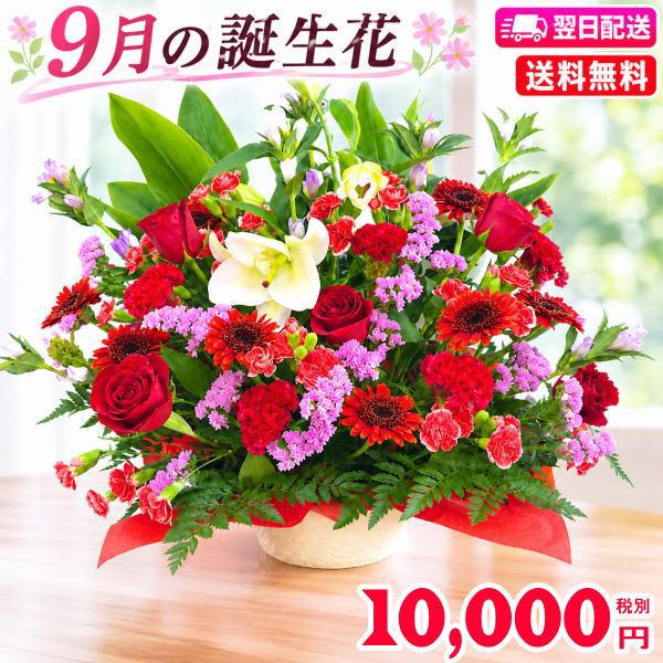 花 ギフト 誕生日 9月の誕生花 ファンシーアレンジ10,000円 送料無料 翌日配達  花言葉付き りんどう   写真付きメッセージ選択可