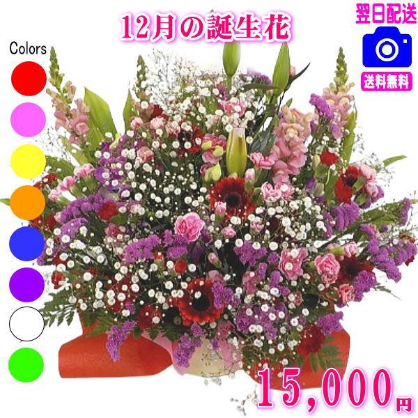 花 ギフト 誕生日 12月の誕生花デザイナーにおまかせ15,000円 送料無料 翌日配達  デンファレ フラワーアレンジ・花束