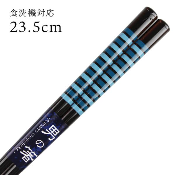 郵送で送料無料 食洗機対応 お箸 太目 マルチボーダー 23.5cm 国産 若狭塗