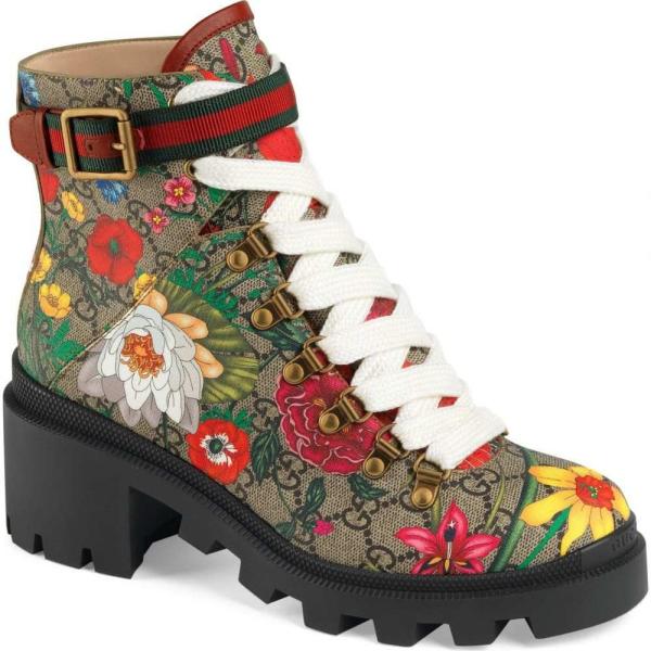グッチ Gucci レディース 保証 ブーツ コンバットブーツ シューズ 靴 Trip Color Supreme Multi Gg Combat Fabric Boot Floral