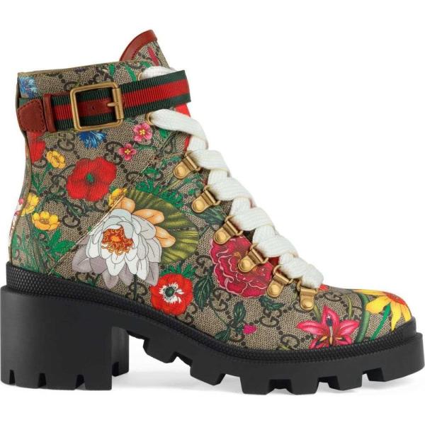 グッチ Gucci レディース 保証 ブーツ コンバットブーツ シューズ 靴 Trip Color Supreme Multi Gg Combat Fabric Boot Floral