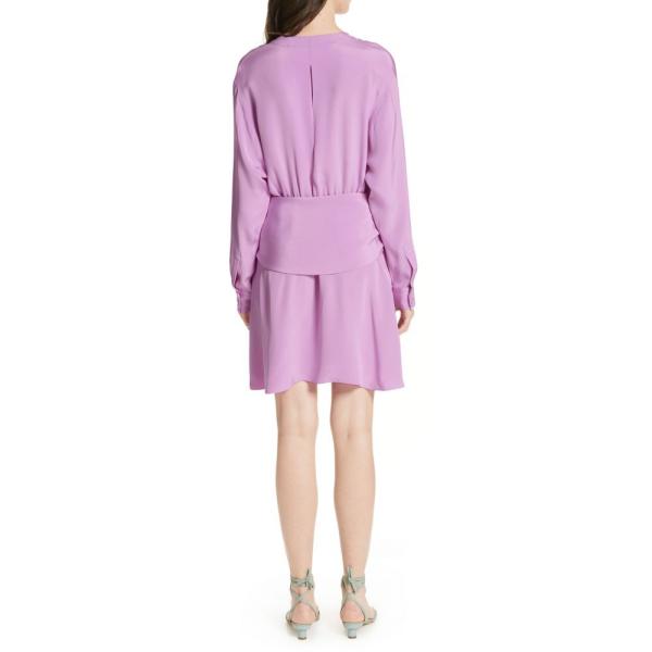 レディース Lavender Dp3 Ffc1c ティビ ティビ Hem Bite ワンピース Bite Shark Minidress Sleeve Tibi ワンピース ドレス Long Sleeve Silk Bright Lavender
