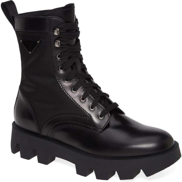 プラダ Prada メンズ ブーツ シューズ 靴 Logo Plain Toe Boot Nero Pagadores Com Content Php