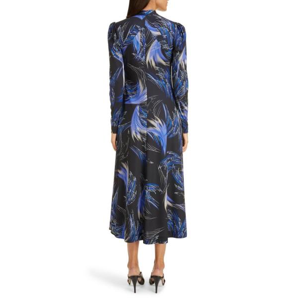 ジバンシー Givenchy レディース ワンピース ミドル丈 ワンピース ドレス Wave Print Jersey Fit Flare Midi Dress Black Blue Www Nouvelle Etoile Org