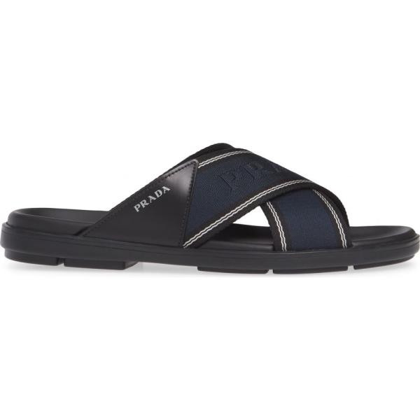 プラダ Prada メンズ サンダル スライドサンダル シューズ 靴 Spazzolato Slide Sandal Nero Oltremare Www Globalinternetsolutionsinc Com
