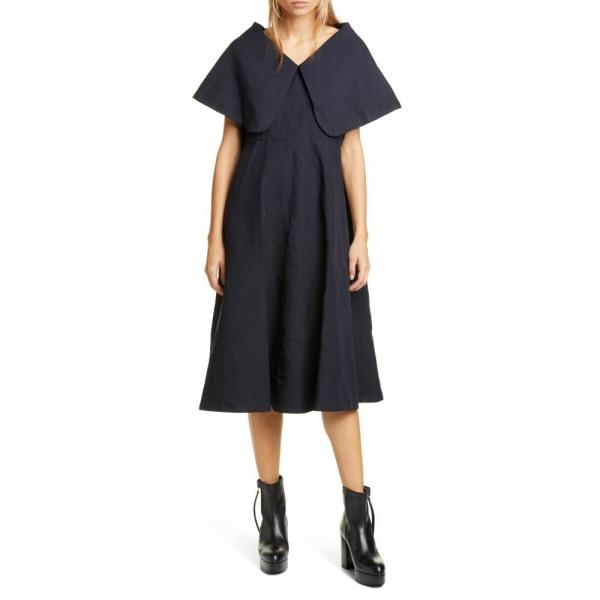 Garcons ミドル丈 デ Exaggerated ギャルソン ワンピース Exaggerated ミドル丈 Des コム Comme デ レディース ワンピース ドレス Pilgrim Collar Midi Dress Blue Dp3 Ffacb フェルマート エフ Fermart Ef