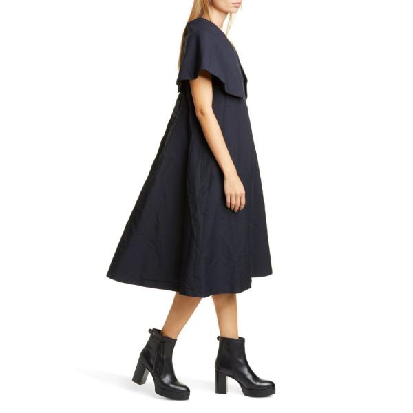 Garcons ミドル丈 デ Exaggerated ギャルソン ワンピース Exaggerated ミドル丈 Des コム Comme デ レディース ワンピース ドレス Pilgrim Collar Midi Dress Blue Dp3 Ffacb フェルマート エフ Fermart Ef