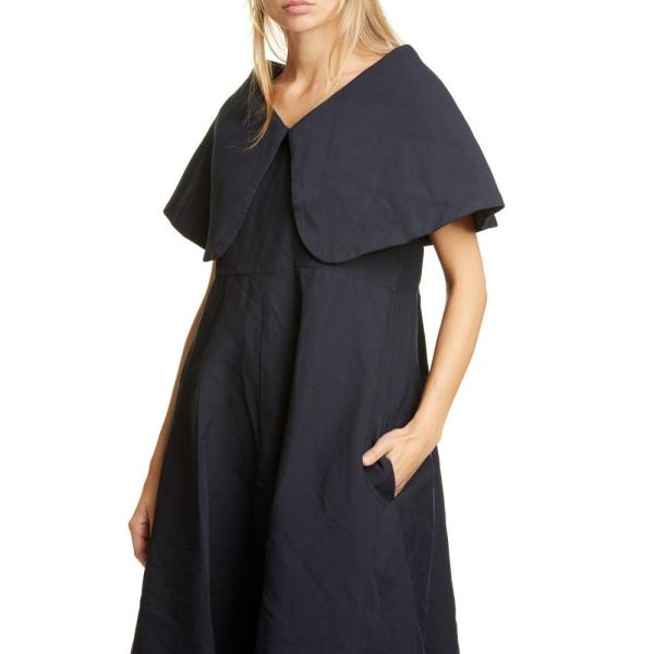 Garcons ミドル丈 デ Exaggerated ギャルソン ワンピース Exaggerated ミドル丈 Des コム Comme デ レディース ワンピース ドレス Pilgrim Collar Midi Dress Blue Dp3 Ffacb フェルマート エフ Fermart Ef