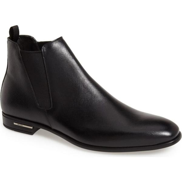 プラダ Prada メンズ ブーツ チェルシーブーツ シューズ 靴 Saffiano Chelsea Boot Black Www Splitstudio Tv Index Php