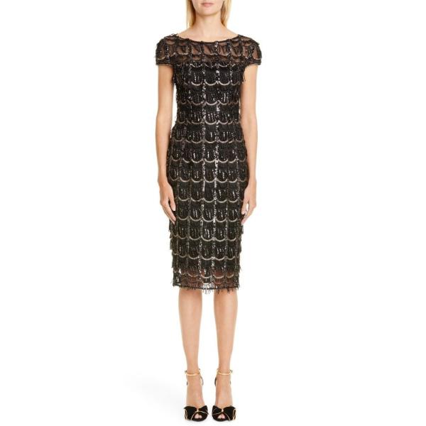 タルボット Dress ランホフ Talbot Talbot Runhof レディース ワンピース ワンピース ドレス Sequin Fringe Embroidered Embroidered Sheath Dress Black Dp3 Ffd8ede57c フェルマート エフ Fermart Ef