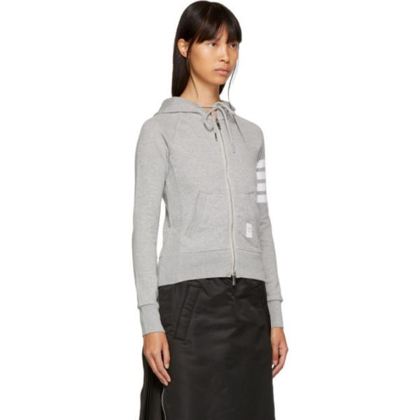 トム ブラウン Thom Browne レディース パーカー トップス Grey Classic Four Bar Zip Hoodie Cityofhouston Sberp Org
