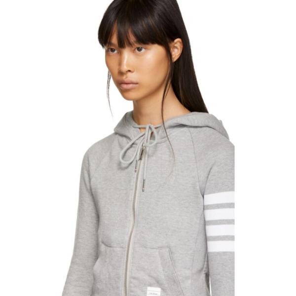 トム ブラウン Thom Browne レディース パーカー トップス Grey Classic Four Bar Zip Hoodie Cityofhouston Sberp Org
