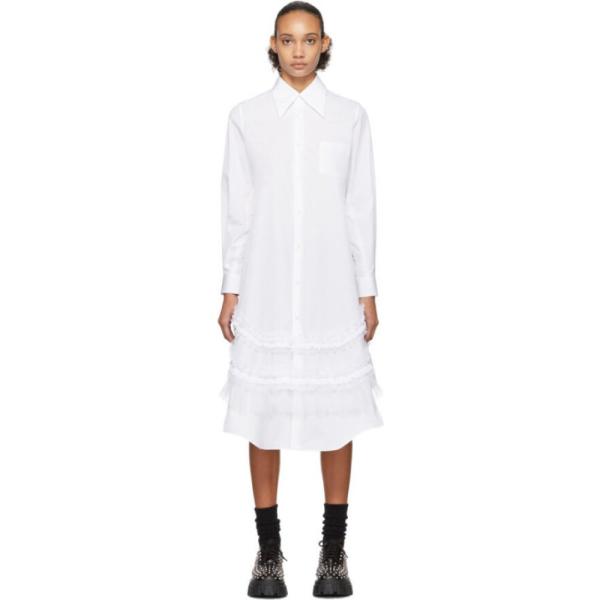 コム デ ワンピース ギャルソン Comme シャツワンピース Des Garcons レディース ワンピース White シャツワンピース ワンピース ドレス White Ruffle Detail Shirt Dress White Hc f フェルマート Fermart 3号店