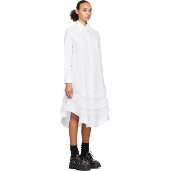 コム デ ワンピース ギャルソン Comme シャツワンピース Des Garcons レディース ワンピース White シャツワンピース ワンピース ドレス White Ruffle Detail Shirt Dress White Hc f フェルマート Fermart 3号店