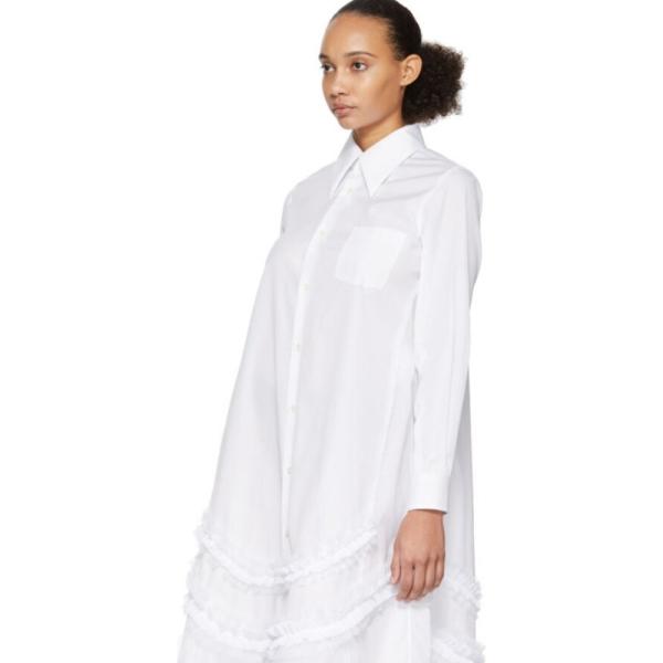 コム デ ワンピース ギャルソン Comme シャツワンピース Des Garcons レディース ワンピース White シャツワンピース ワンピース ドレス White Ruffle Detail Shirt Dress White Hc f フェルマート Fermart 3号店