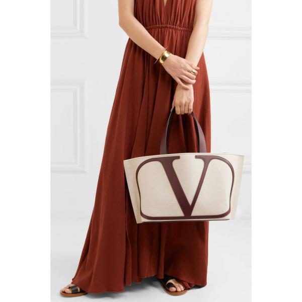 ヴァレンティノ Garavani Vlogo Canvas レディース Escape Valentino Tote ファッション トートバッグ Tote バッグ Small Leather Trimmed Canvas Lg フェルマート エフ Fermart Ef 春のコレクション