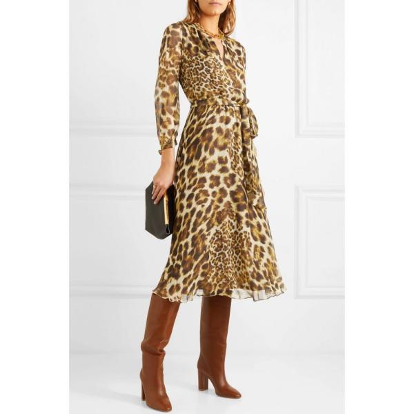 日本正規品抜群 X Soler レディース ワンピース Girl Aross Midi Amanda Silk Georgette ミドル丈 ミドル丈 Midi ソーラー ワンピース ドレス Belted Leopard Print Silk Georgette Dress 納得できる割引返品ok