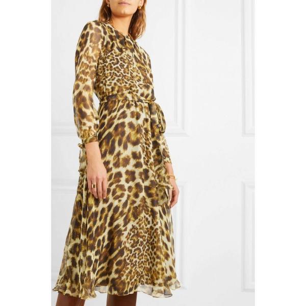 日本正規品抜群 X Soler レディース ワンピース Girl Aross Midi Amanda Silk Georgette ミドル丈 ミドル丈 Midi ソーラー ワンピース ドレス Belted Leopard Print Silk Georgette Dress 納得できる割引返品ok